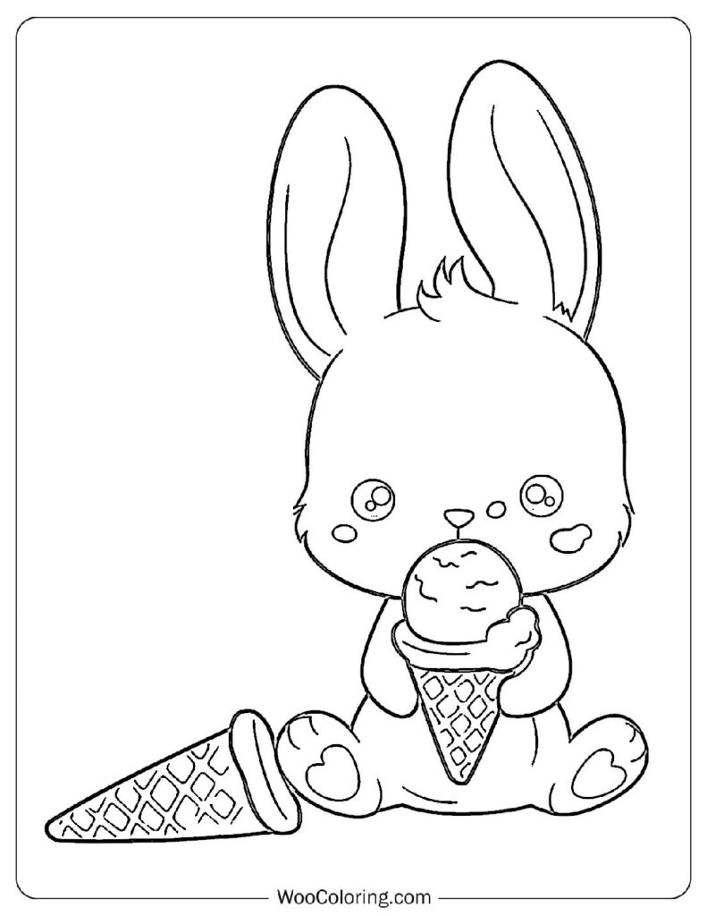 Rabbit's Dessert Time Coloring In For Kids
