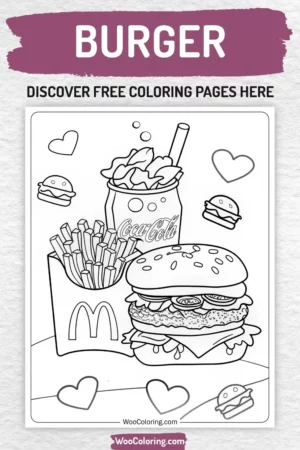 Burger coloring pages designs for kids