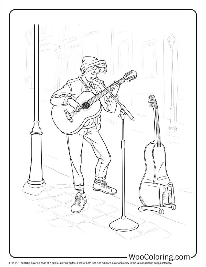 100  Guitar coloring pages  Free PDF To Print  - 60