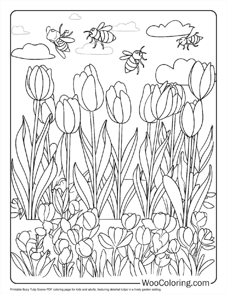 100  Tulip coloring pages  Free PDF To Print  - 21