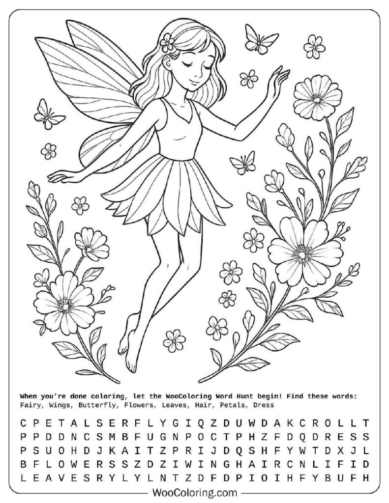 Butterfly Fairy Coloring Page