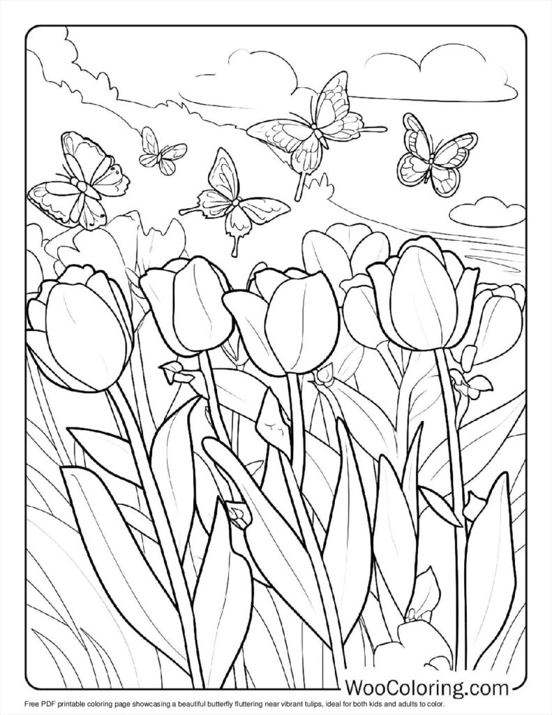 100  Tulip coloring pages  Free PDF To Print  - 66