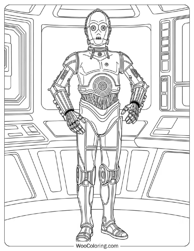 C-3PO Star Wars Robot Friend Coloring Page