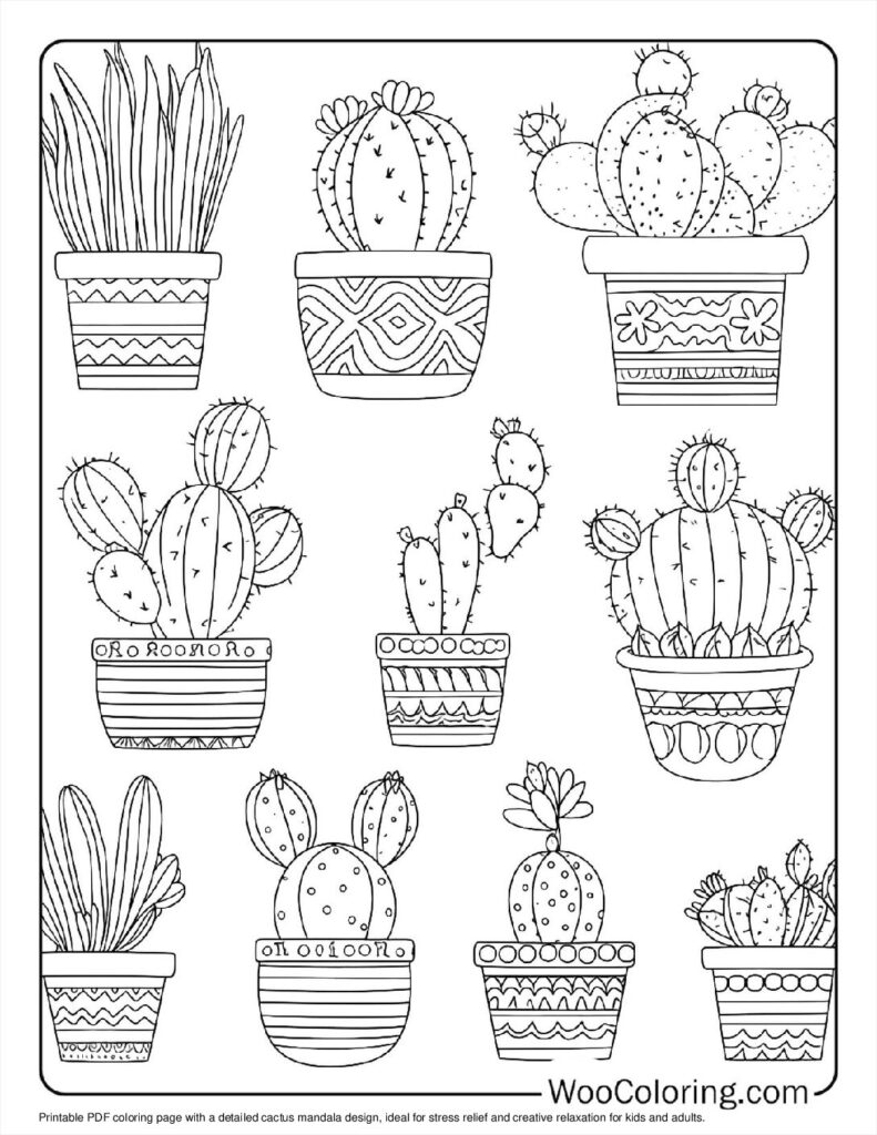100  Cactus coloring pages  Free PDF To Print  - 11