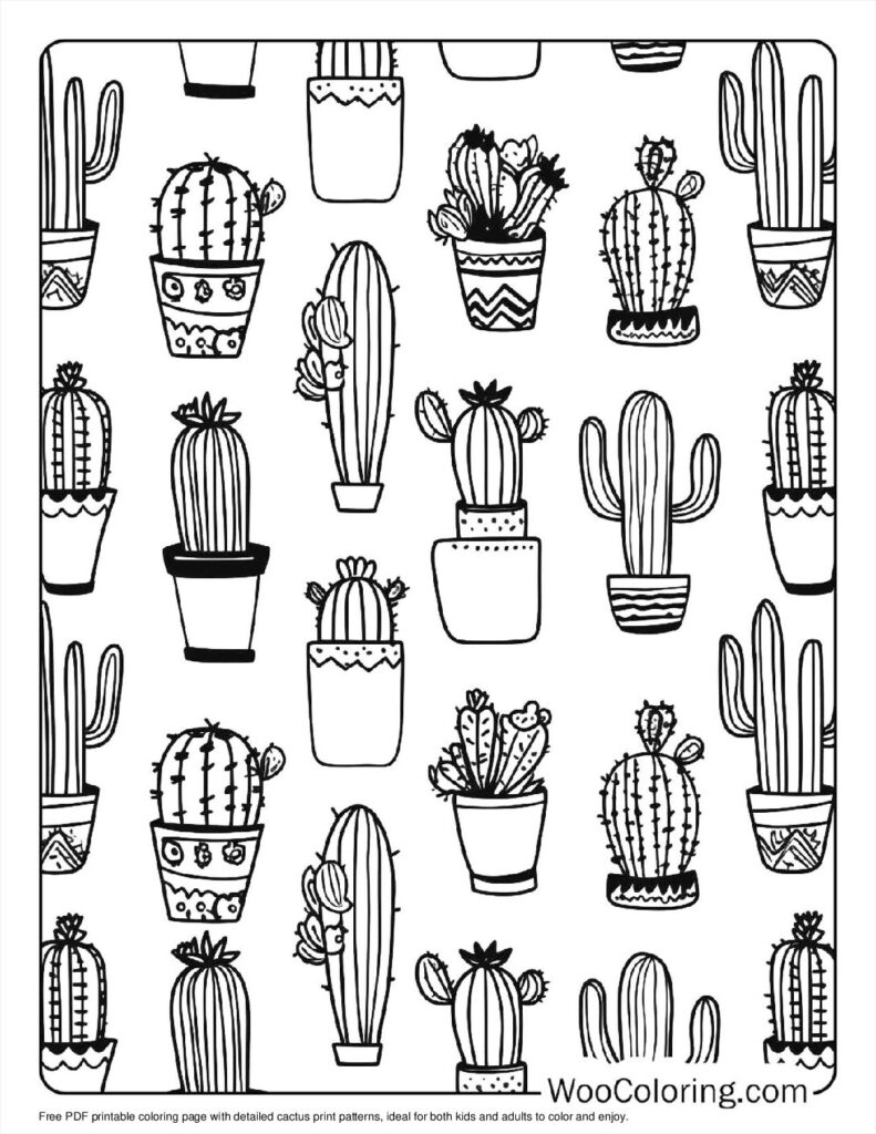 100  Cactus coloring pages  Free PDF To Print  - 8