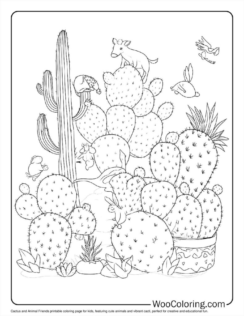 100  Cactus coloring pages  Free PDF To Print  - 51
