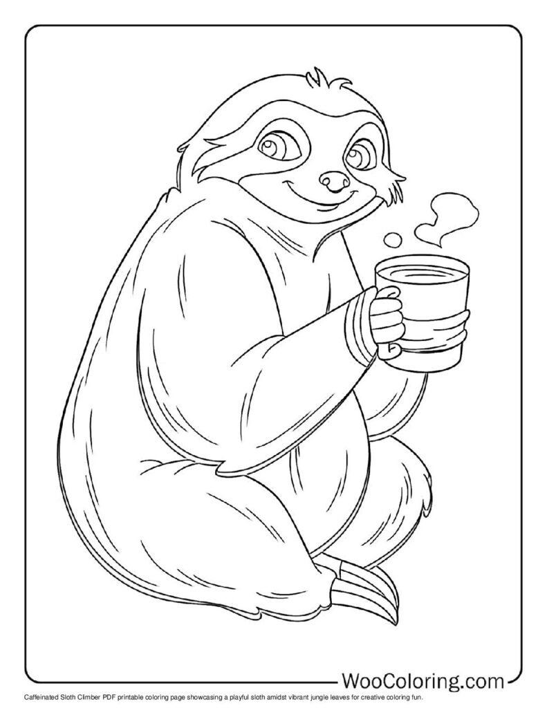 100  Sloth coloring pages  Free PDF To Print  - 6