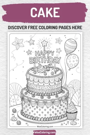 Cake coloring pages designs for kids
