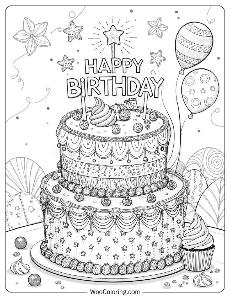 36 Cake Coloring Pages  Free PDF To Print  - 90