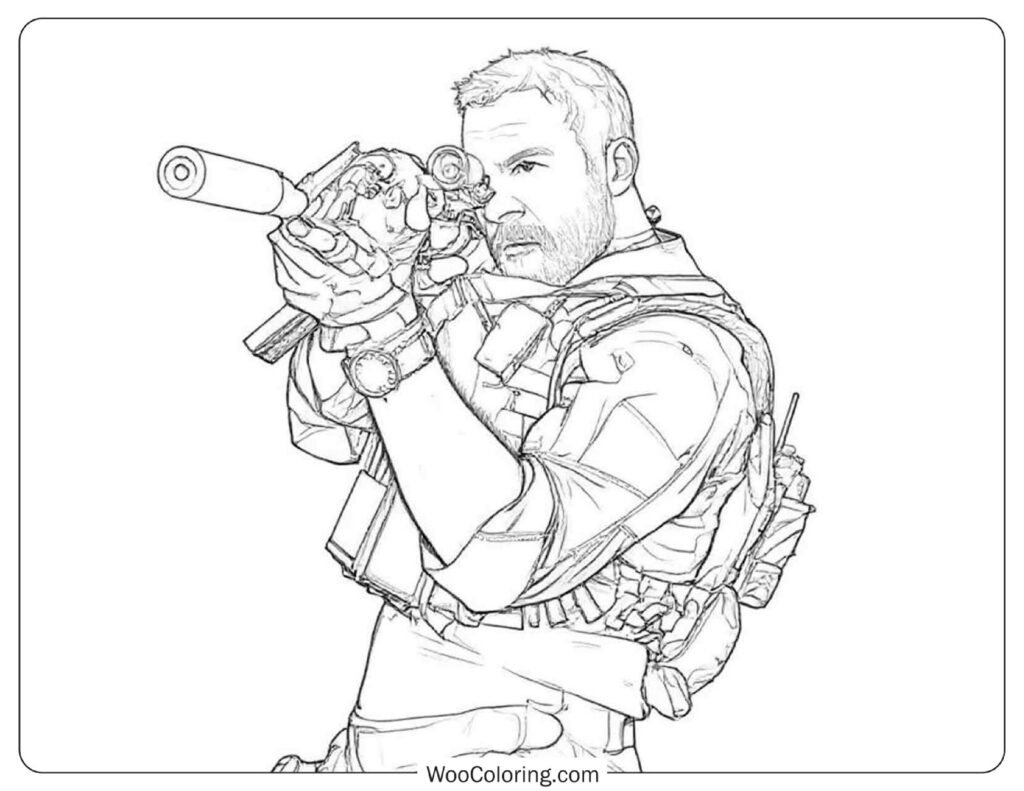 Call of Duty Warzone Tactical Soldier Coloring Page
