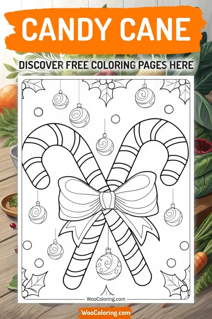 Candy Cane coloring pages designs with food