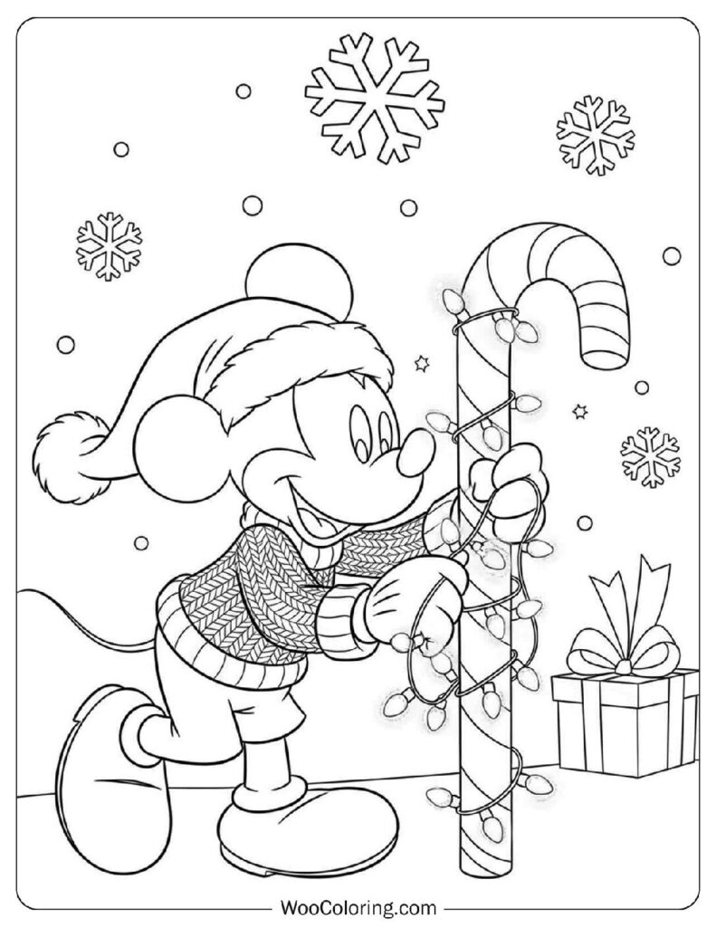Candy Cane Pole Glow With Mickey Mouse Christmas Theme
