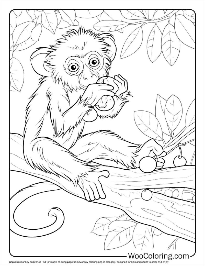 100  Monkey coloring pages  Free PDF To Print  - 10