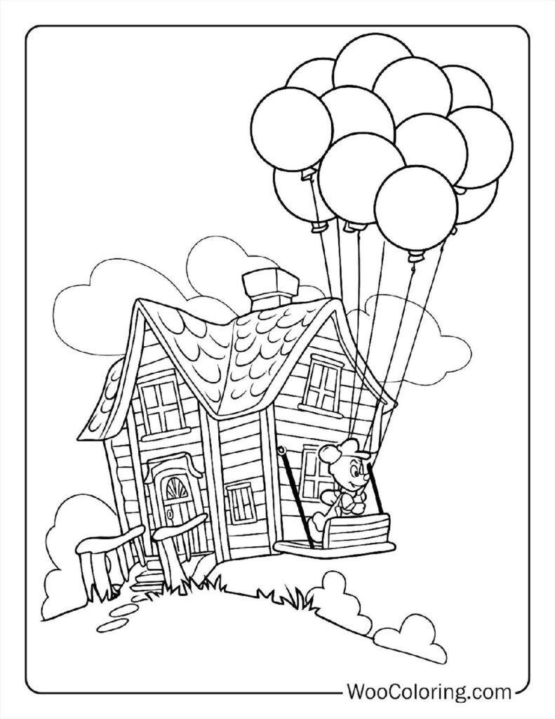 Carl's Floating House To Color