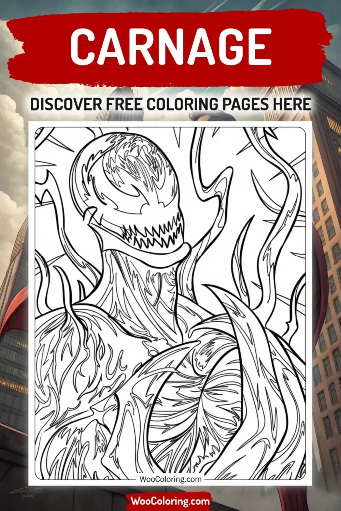 Carnage coloring pages designs with superhero