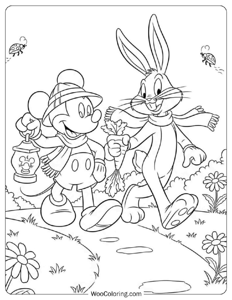 Carrot Cane Charm With Mickey Mouse With Bugs Bunny