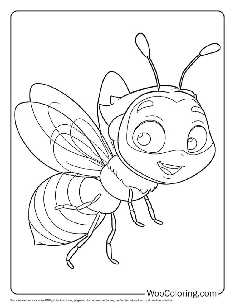 Cartoon Bee Character Coloring Page
