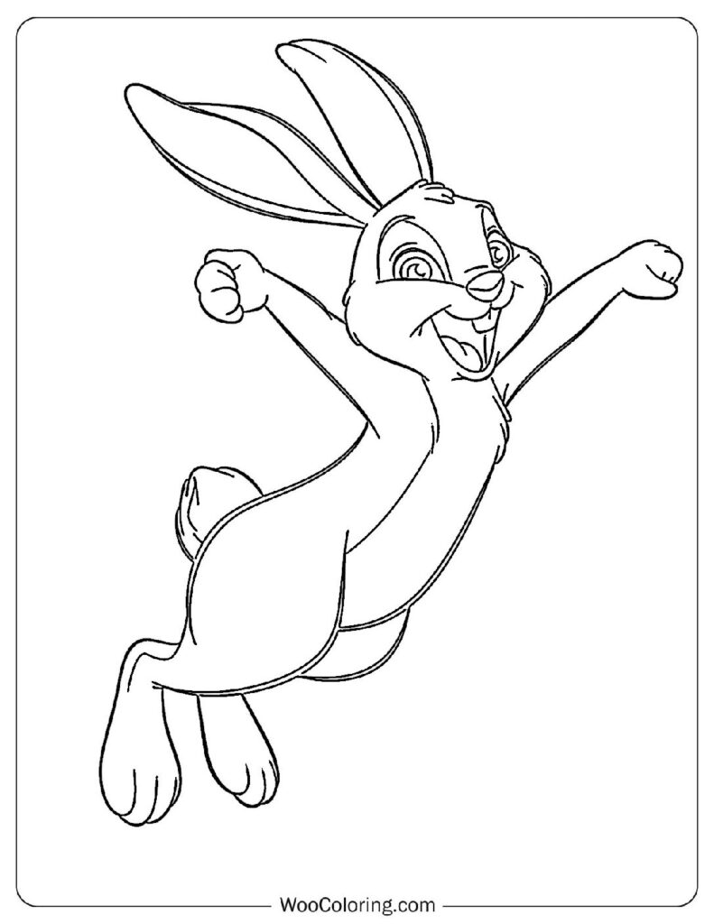 Cartoon Rabbit Leap Coloring Page