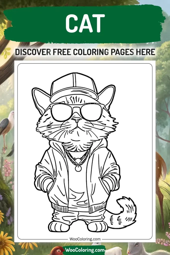 Cat coloring pages designs with animal