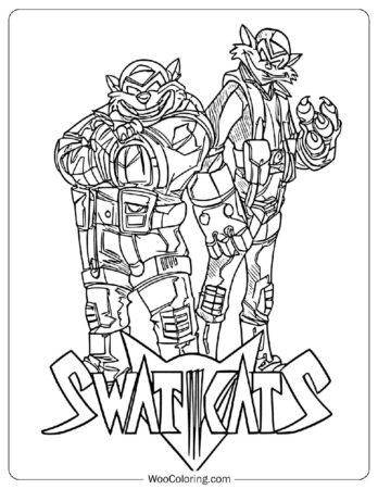 Cat Heroes from SWAT Kats Featuring T-Bone and Razor Coloring Page