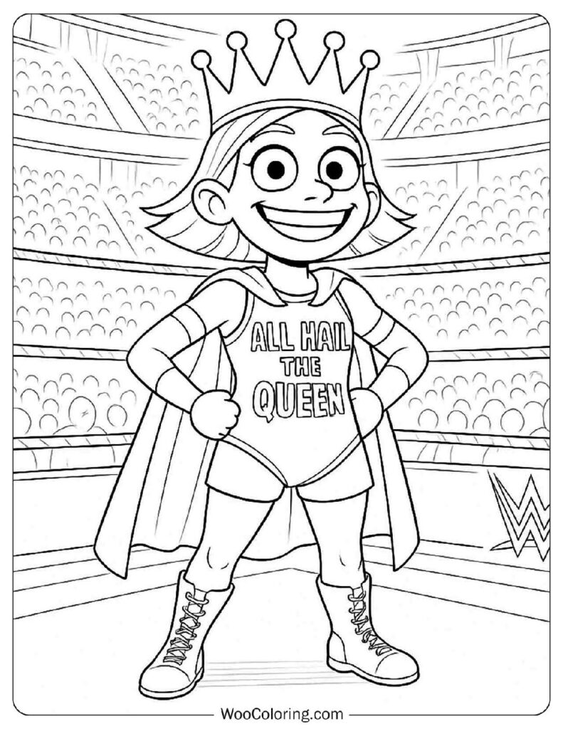 Charlotte Flair WWE All Hail the Queen Coloring Page for Girls