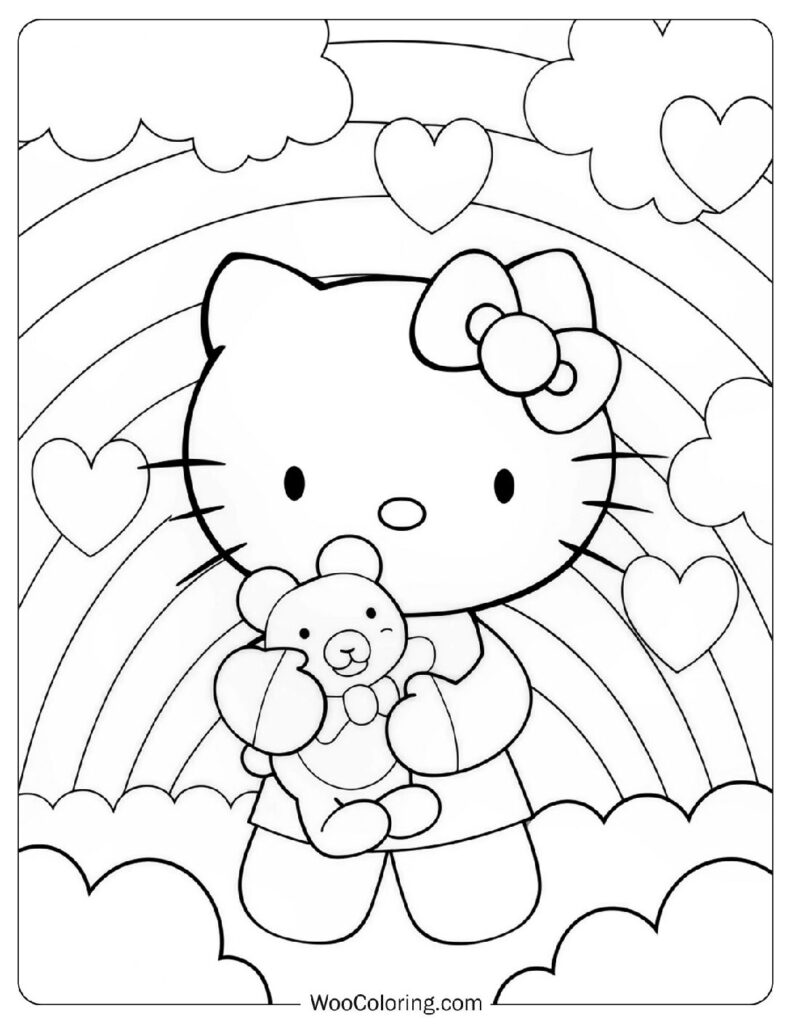 Cheerful Hello Kitty Winking For Kids Coloring