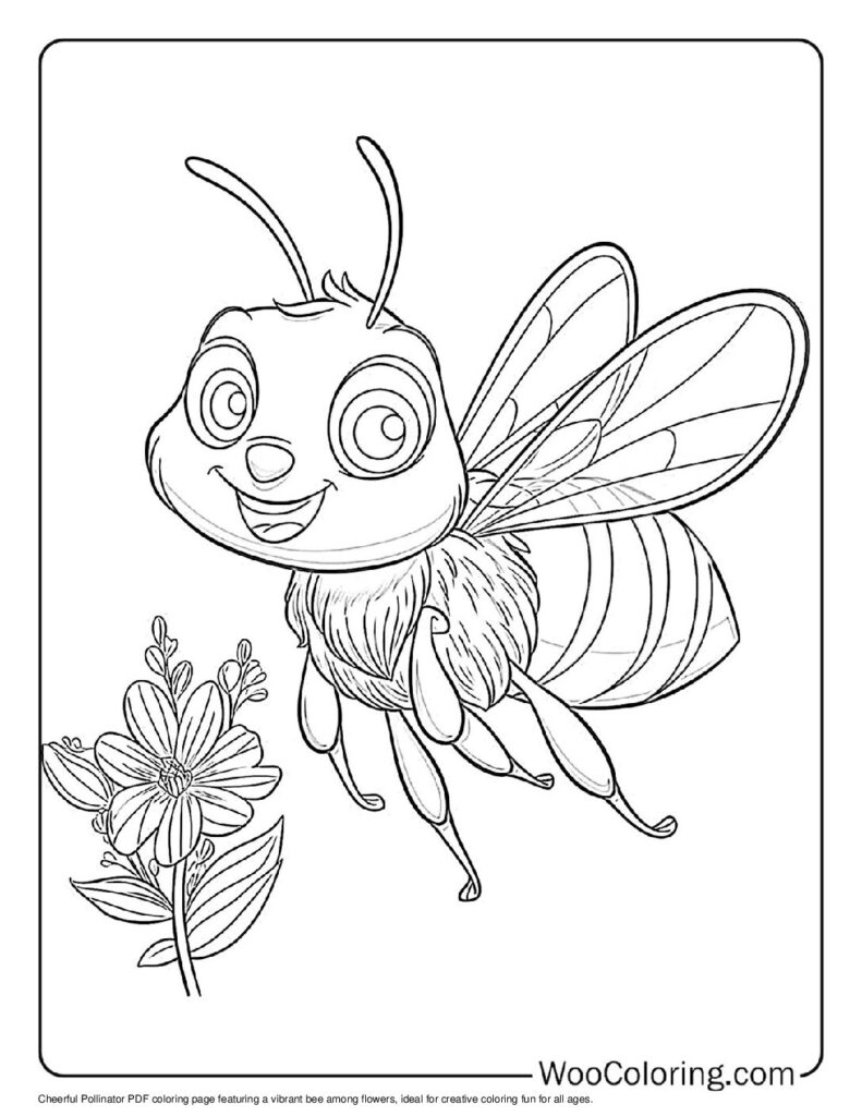 Cheerful Pollinator Coloring Page