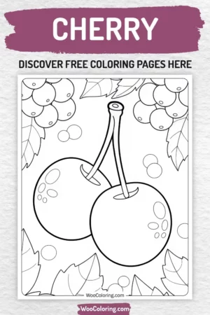 Cherry coloring pages designs for kids