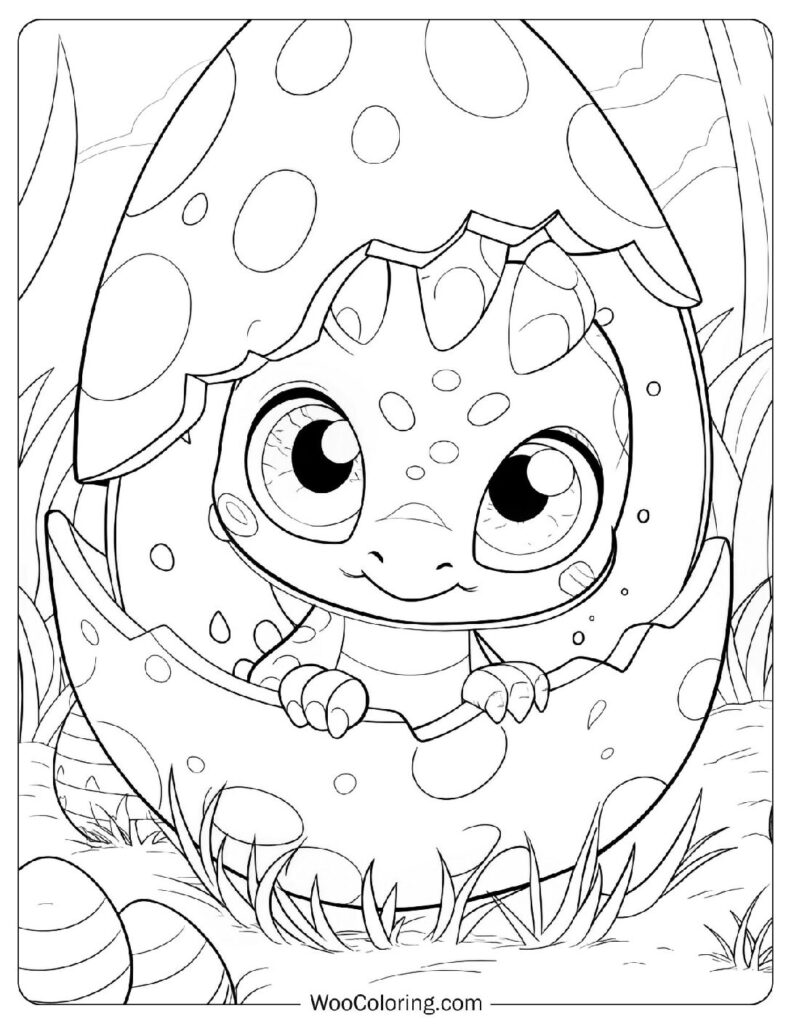 Chibi Baby Stegosaurus in a Detailed Egg