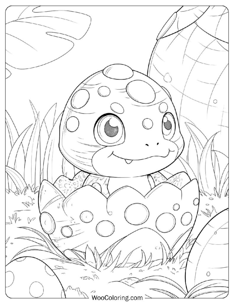 Chibi Baby T-Rex Hatching from a Glowing Egg