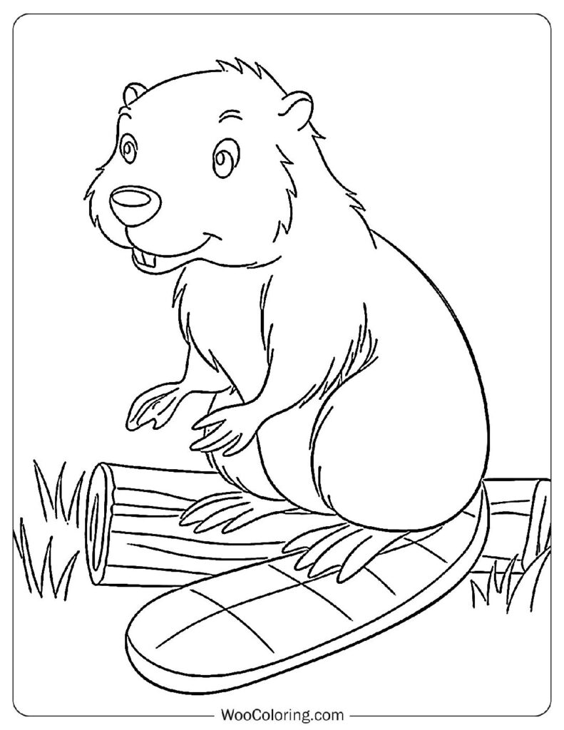 Chibi Beaver Coloring In For Kids