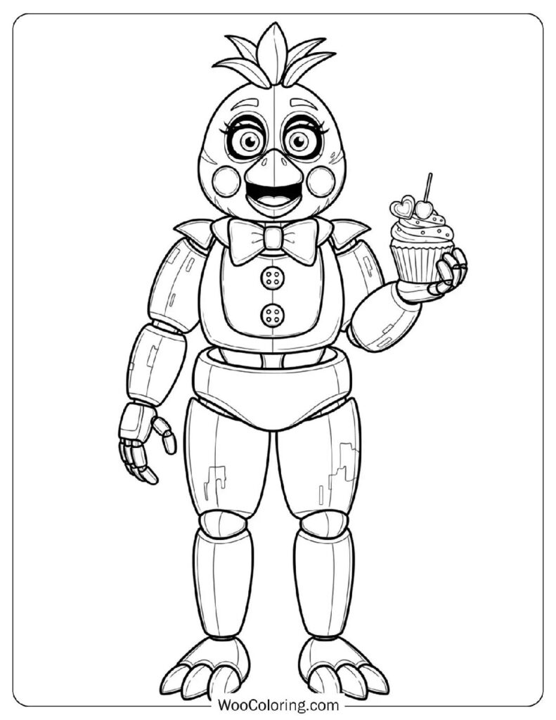 Chica Animatronic Robot Chicken Coloring Page