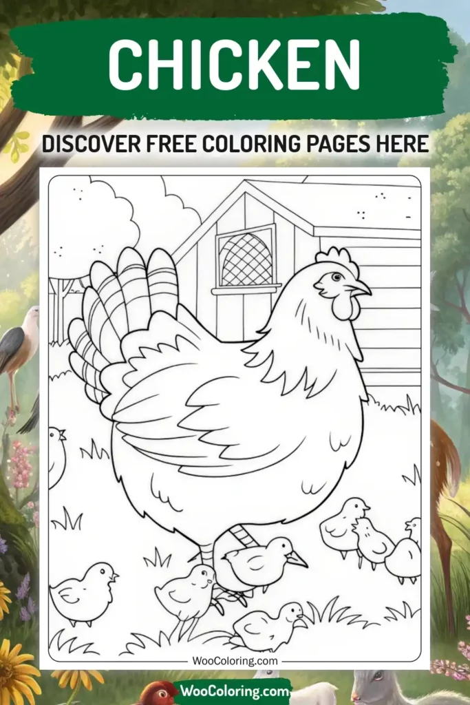 Chicken coloring pages designs from animal