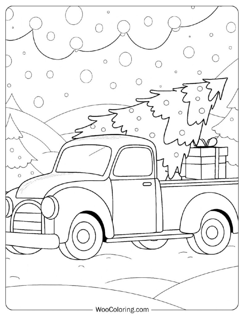 Christmas Truck Coloring Sheet For Kids – Decked Out In Holiday Cheer