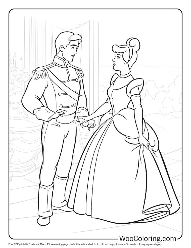 Cinderella Meets Prince To Color