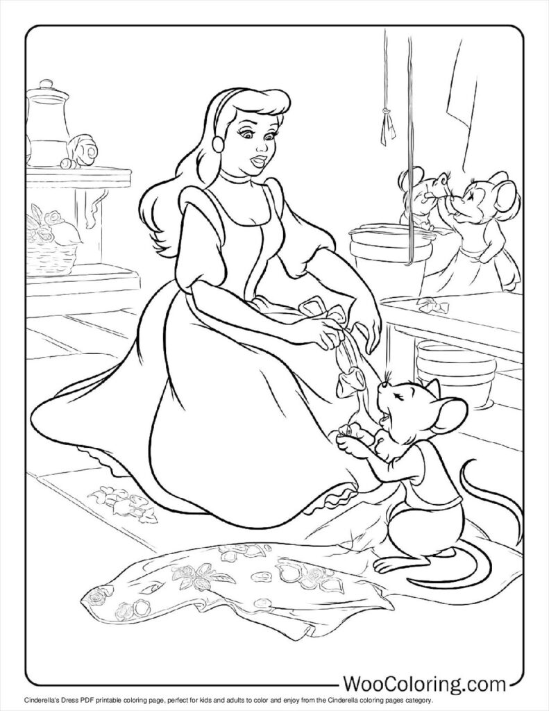 Cinderella's Dress Coloring Page