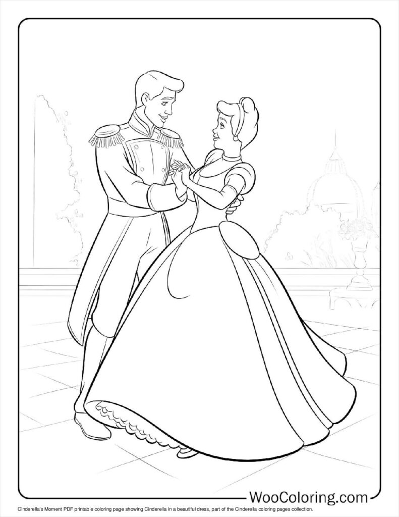 Cinderella's Moment Coloring Page For Kids