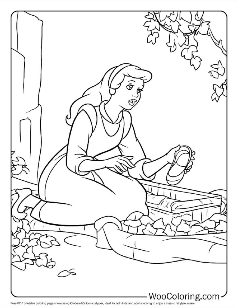 Cinderella's Slipper Coloring Page For Kids