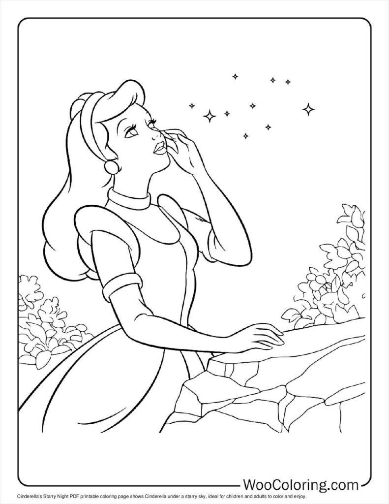 Cinderella's Starry Night Coloring Sheet