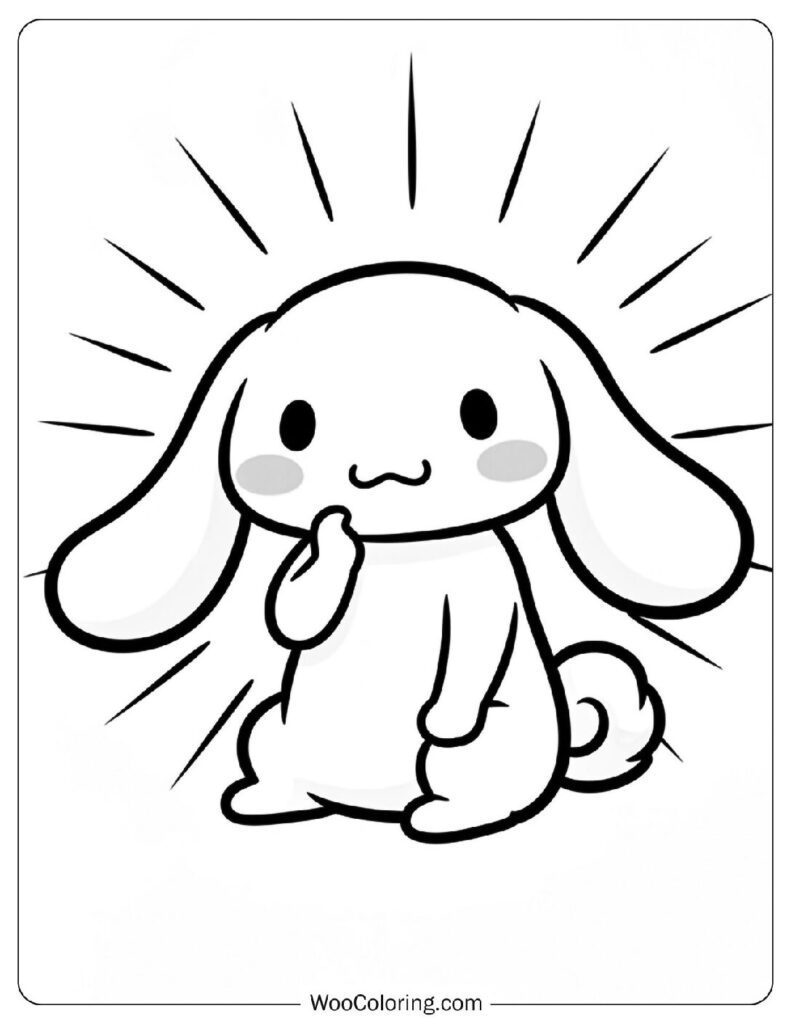 Cinnamoroll sitting alone on a cloud dreaming about his father the sun