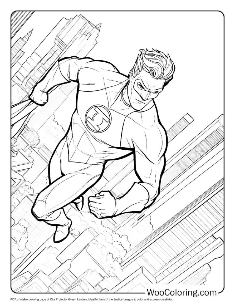 City Protector Green Lantern Coloring In For Kids