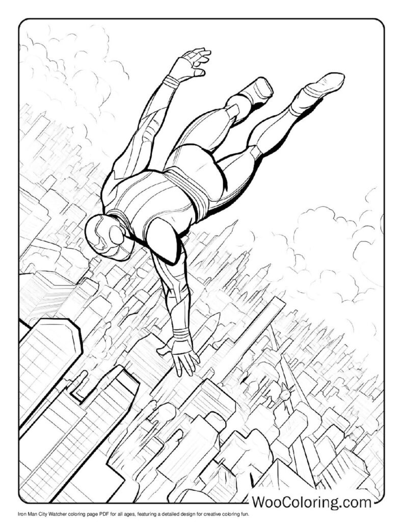 City Watcher Iron Man Coloring Page For Kids