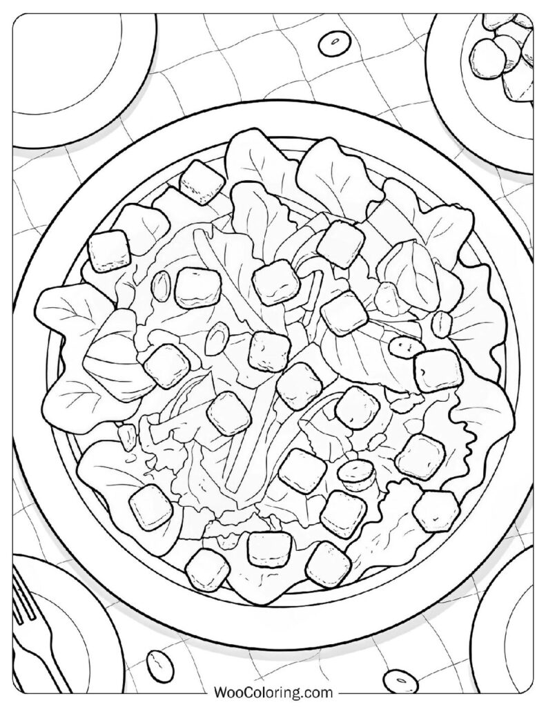Food coloring page of Classic Caesar Salad