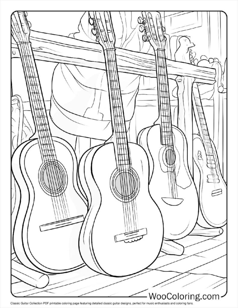 100  Guitar coloring pages  Free PDF To Print  - 93