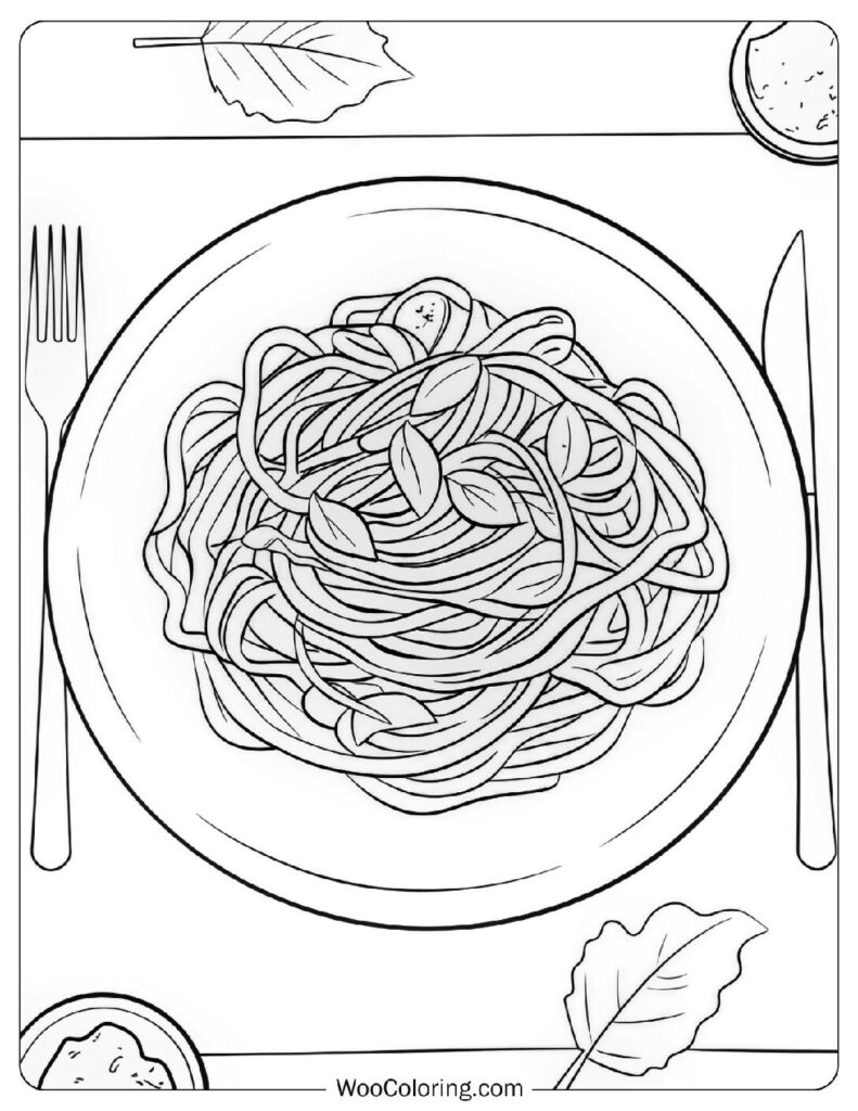 Food coloring page of Classic Italian Spaghetti