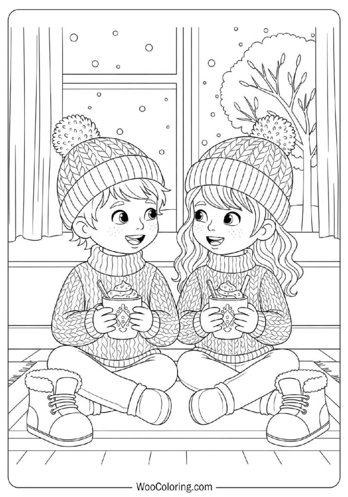 Close Friends Drinking Hot Cocoa After Playing in the Snow All Afternoon