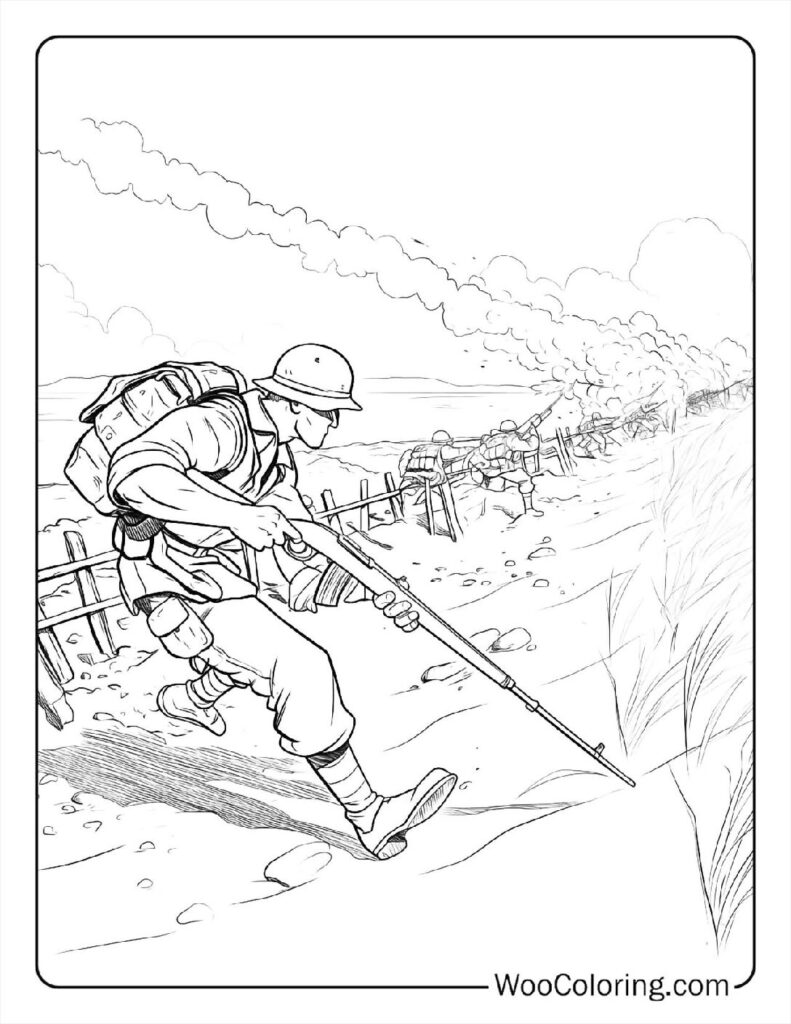 Coastal Battle Coloring Page