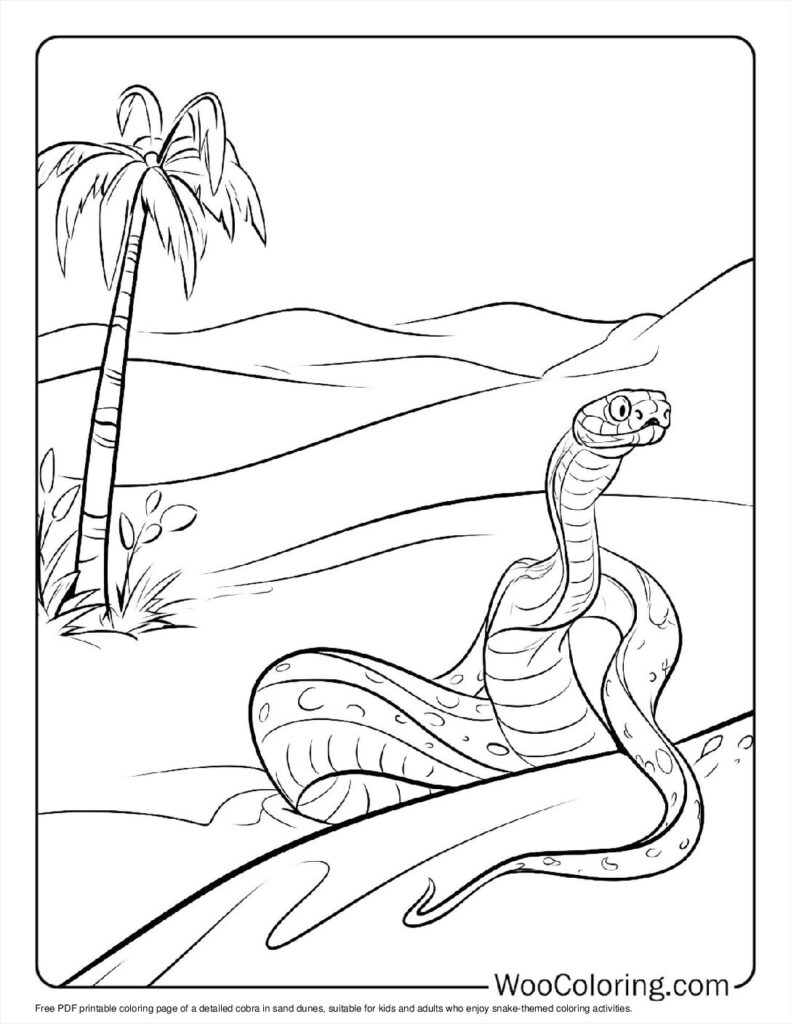 Cobra in sand dunes Coloring In For Kids