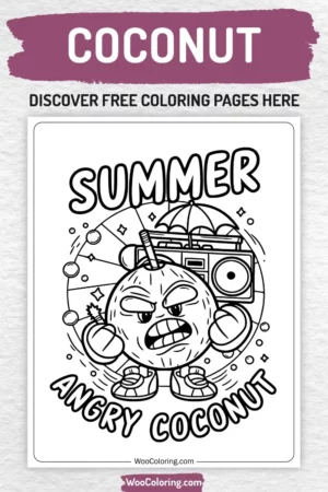 Coconut coloring pages designs for kids