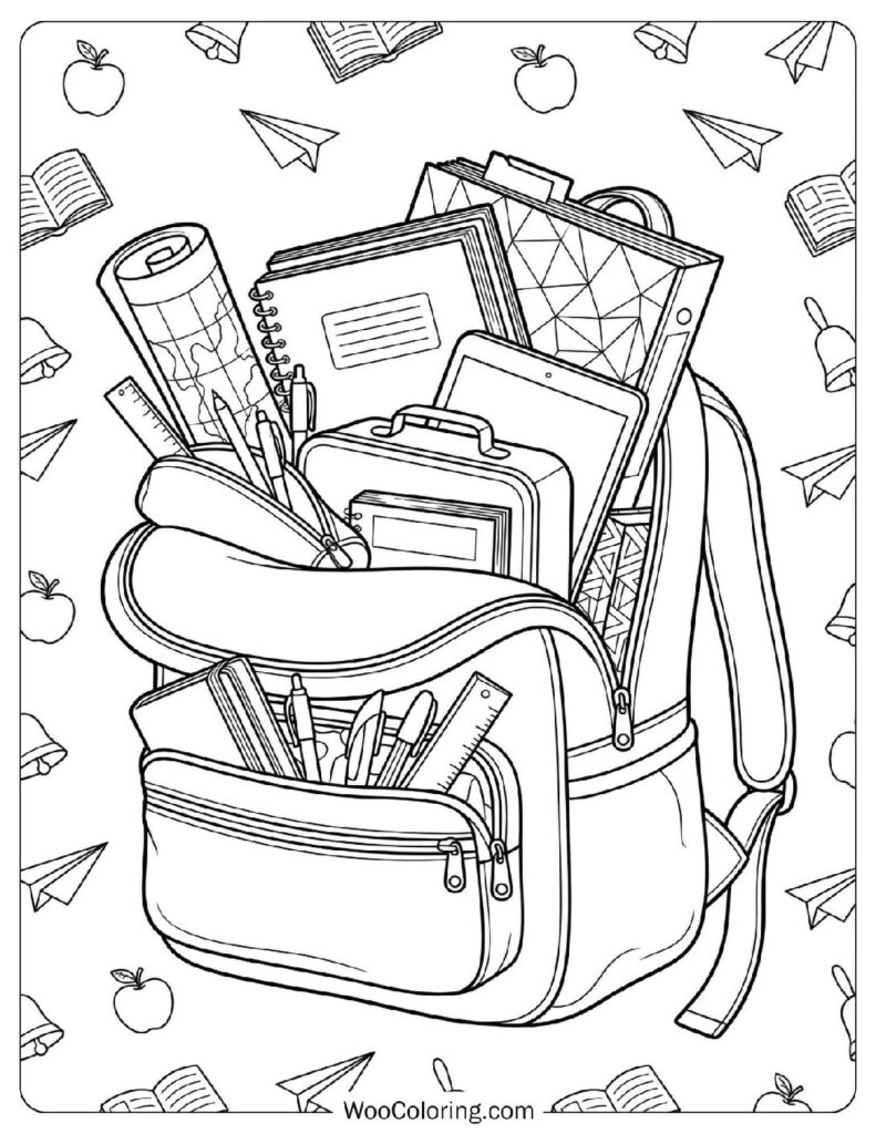 Colorful Back to School Backpack and Supplies Illustration